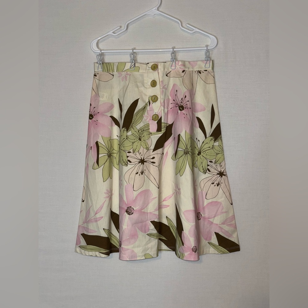 Charming Vintage Pink and Green Skirt for Resort Wear